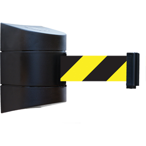 Tensabarrier&reg; Wall Mounted Units, Plastic, Magnetic Mount, 15', Black and Yellow Tape Solutions industrielles ALPHA