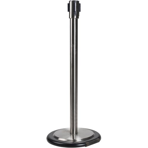 Poteau r&eacute;cepteur pour barri&egrave;res sur pieds pour le contr&ocirc;le des foules avec roues, Hauteur de 35", Acier inoxydable Solutions industrielles ALPHA