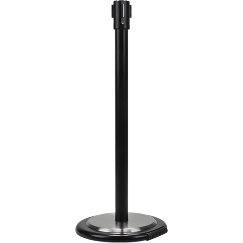 Poteau r&eacute;cepteur pour barri&egrave;res sur pieds pour le contr&ocirc;le des foules avec roues, Hauteur de 35", Noir Solutions industrielles ALPHA