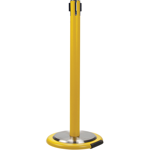 Poteau r&eacute;cepteur pour barri&egrave;res sur pieds pour le contr&ocirc;le des foules avec roues, Hauteur de 35", Jaune Solutions industrielles ALPHA