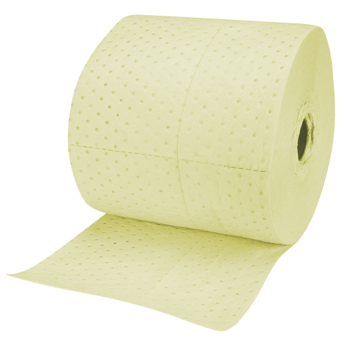 Rouleaux absorbants en fibres fines de calibre industriel, Poids moyen, 150' lo x 15" la, Absorption 25 gal. Solutions industrielles ALPHA