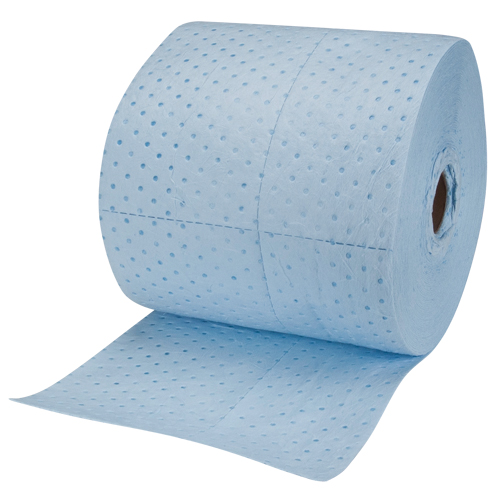 Rouleaux absorbants li&eacute;s bleus de premi&egrave;re qualit&eacute;, L&eacute;ger, 150' lo x 15" la, Absorption 20 gal. Solutions industrielles ALPHA