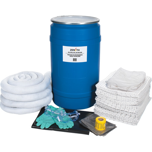 Trousse de lutte contre les d&eacute;versements, Huile seulement, Baril, Absorbance de 30 gal. US Solutions industrielles ALPHA