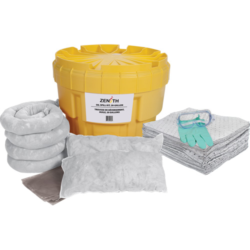 Trousse de lutte contre les d&eacute;versements de premi&egrave;re qualit&eacute;, Huile seulement, Overpack/Baril de r&eacute;cup&eacute;ration, Absorbance de 20 gal. US Solutions industrielles ALPHA