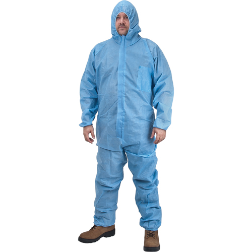 Premium Hooded Coveralls, Medium, Blue, Polypropylene Solutions industrielles ALPHA
