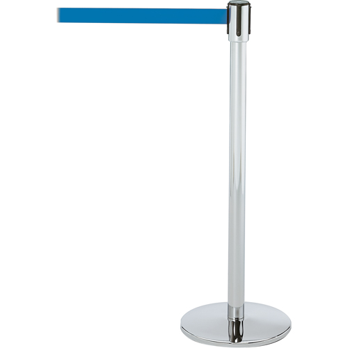 Slimline TensaBarrier&reg; Barrier Post, Steel, 38" H, Blue Tape, 7.5' Tape Length Solutions industrielles ALPHA