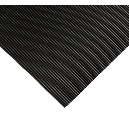 Corrugated Switchboard Matting No.702, 2' W x 10' L, 1/4" Thickness, Black, PVC Solutions industrielles ALPHA