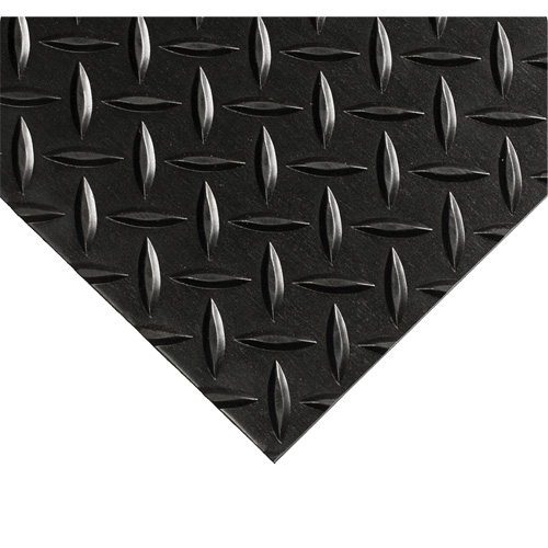 Diamond-Plate Switchboard Matting No.701, 2' W x 10' L, 1/4" Thickness, Black, PVC Solutions industrielles ALPHA
