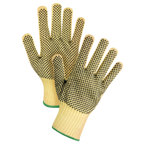 Gants tricot&eacute;s deux c&ocirc;t&eacute;s, sans couture, &agrave; pois, Taille Moyen/8, Calibre 7, Rev&ecirc;tement PVC, Enveloppe en Kevlar, ASTM ANSI niveau A2/EN 388 niveau 3 Solutions industrielles ALPHA