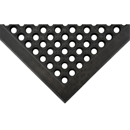 Tapis antifatigue, &agrave; fentes, 3' x 5' x 7/8", Noir, Caoutchouc naturel Solutions industrielles ALPHA