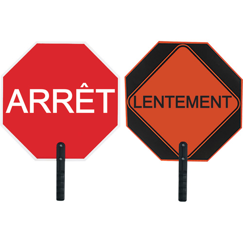 Double-Sided "Arr&ecirc;t/Lentement" Traffic Control Sign, Aluminum, Bolt-On Solutions industrielles ALPHA