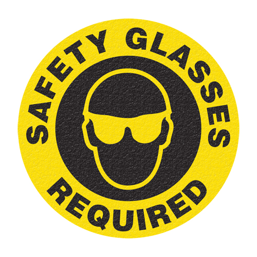 "Safety Glasses" Floor Sign, Adhesive, English with Pictogram Solutions industrielles ALPHA