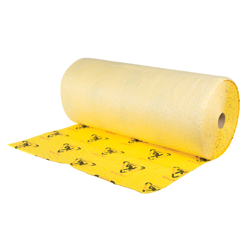Rouleaux d'avertissement de premi&egrave;re qualit&eacute; - absorbants haute visibilit&eacute;, Lourd, 150' lo x 36" la, Absorption 57 gal. Solutions industrielles ALPHA