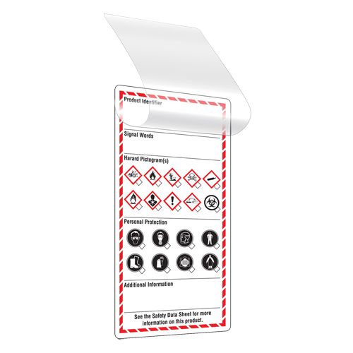 &eacute;tiquettes auto-plastifiantes pour le milieu de travail, Papier cartonn&eacute;, 3" la x 6" h, Anglais Solutions industrielles ALPHA