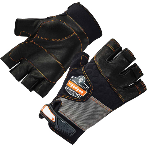 Gants demi-doigts en cuir r&eacute;duisant les impacts ProFlex 901, Petit, Paume en Cuir fleur, Poignet Boucle et crochet Solutions industrielles ALPHA