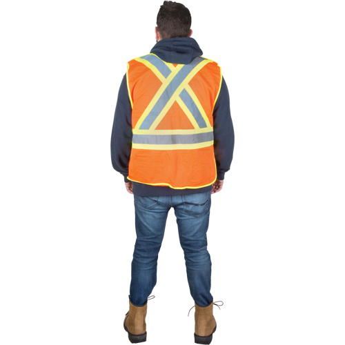 Flame-Resistant Surveyor Vest, High Visibility Orange, Medium, Polyester Solutions industrielles ALPHA