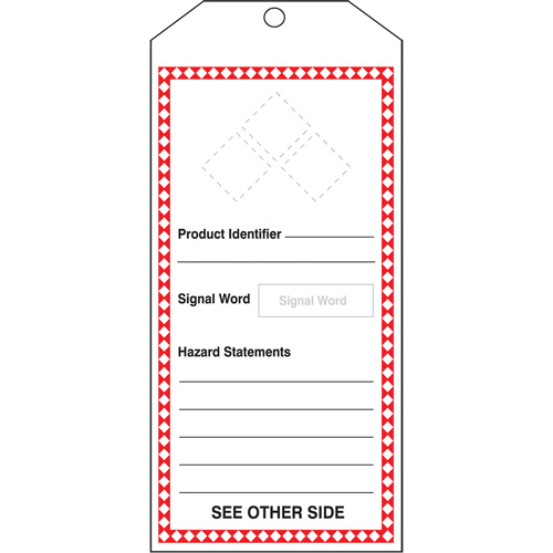 GHS Jumbo Safety Tag, Cardstock, 3-7/8" W x 8-1/2" H, English Solutions industrielles ALPHA