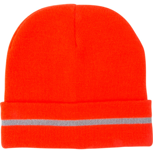 Bonnet en tricot haute visibilit&eacute; avec bande r&eacute;fl&eacute;chissante, Orange haute visibilit&eacute;, Acrylique Solutions industrielles ALPHA