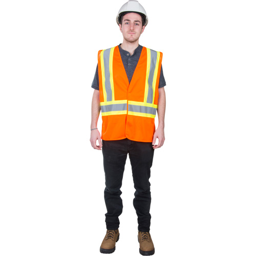 Veste de s&eacute;curit&eacute; pour la circulation, Orange haute visibilit&eacute;, Moyen, Polyester Solutions industrielles ALPHA