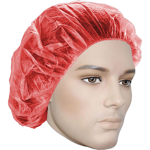 Bouffant Caps, Polypropylene, 21", Red Solutions industrielles ALPHA