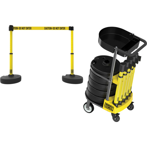 PLUS Barrier Post Cart Kit with Tray, 75' L, Metal, Yellow Solutions industrielles ALPHA