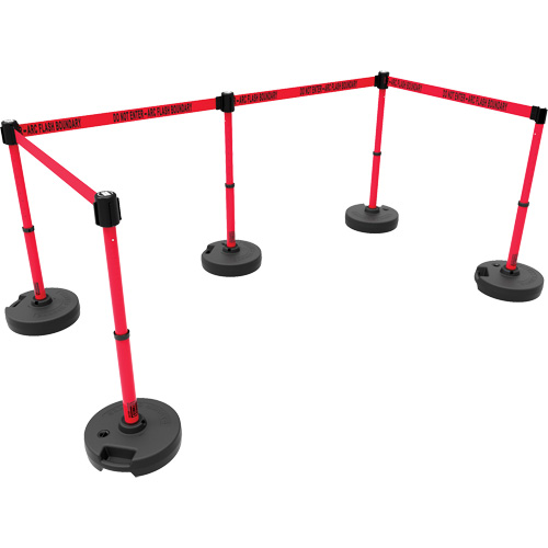 PLUS Barrier Post Set X5, Plastic, 42" H, Red Tape, 15' Tape Length Solutions industrielles ALPHA