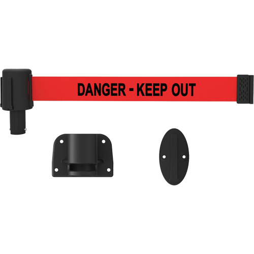 PLUS Wall Mount Barrier System, Plastic, Screw Mount, 15', Red Tape Solutions industrielles ALPHA