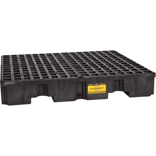 Palette de confinement des d&eacute;versements, Capacit&eacute; de d&eacute;versement 66 gal. US, 51,5'' x 51,5'' x 8" Solutions industrielles ALPHA