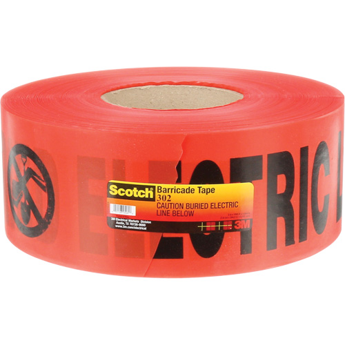 Ruban pour barri&egrave;res pour services publics souterrains Scotch, Anglais, 3" la x 1000' lo, 4 mils, Noir/rouge Solutions industrielles ALPHA