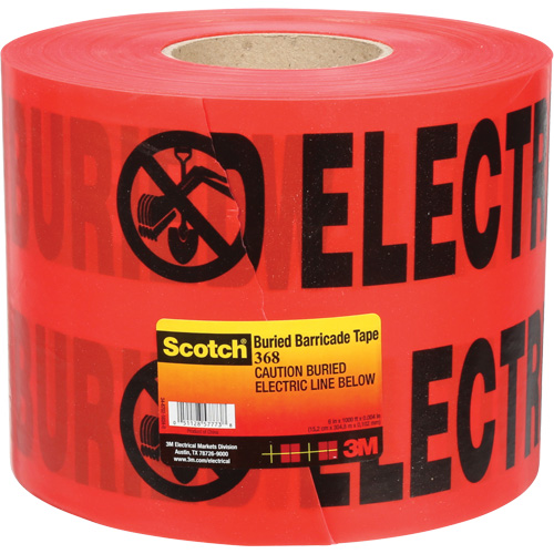 Ruban pour barri&egrave;res pour services publics souterrains Scotch, Anglais, 6" la x 1000' lo, 4 mils, Noir/rouge Solutions industrielles ALPHA