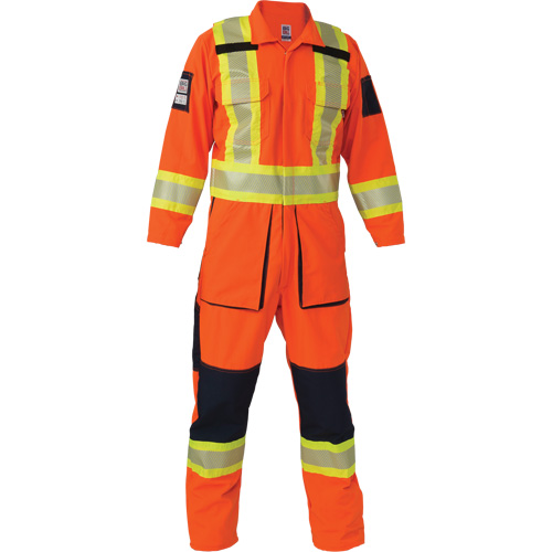 Combinaison ind&eacute;chirable, Moyen (grande taille), Orange haute visibilit&eacute; Solutions industrielles ALPHA
