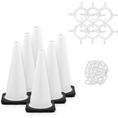 Traffic Cone & Chain Kit, 28", White Solutions industrielles ALPHA