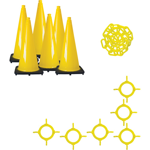 Traffic Cone & Chain Kit, 28", Yellow Solutions industrielles ALPHA