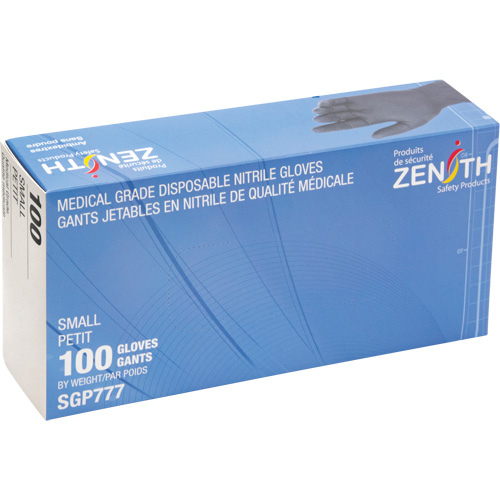 Gants jetables de calibre m&eacute;dical r&eacute;sistants &agrave; la perforation, Petit, Nitrile, 5 mils, Sans poudre, Noir, Classe 2 Solutions industrielles ALPHA