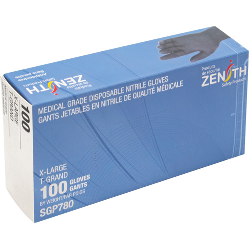 Gants jetables de calibre m&eacute;dical r&eacute;sistants &agrave; la perforation, T-Grand, Nitrile, 5 mils, Sans poudre, Noir, Classe 2 Solutions industrielles ALPHA