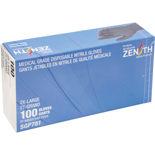 Puncture-Resistant Medical-Grade Disposable Gloves, 2X-Large, Nitrile, 5-mil, Powder-Free, Black, Class 2 Solutions industrielles ALPHA