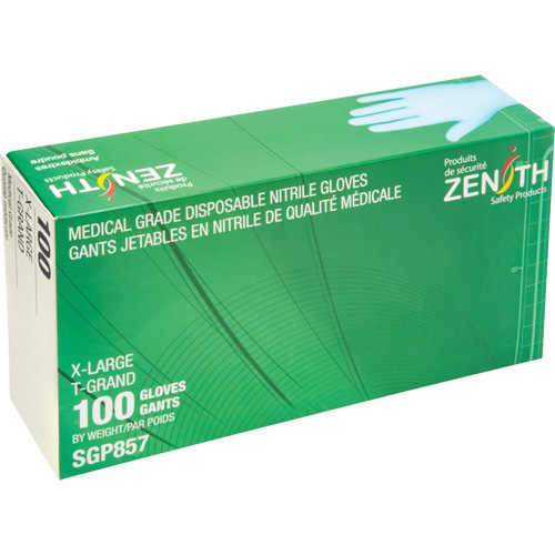 Puncture-Resistant Medical-Grade Disposable Gloves, X-Large, Nitrile, 3.5-mil, Powder-Free, Blue, Class 2 Solutions industrielles ALPHA
