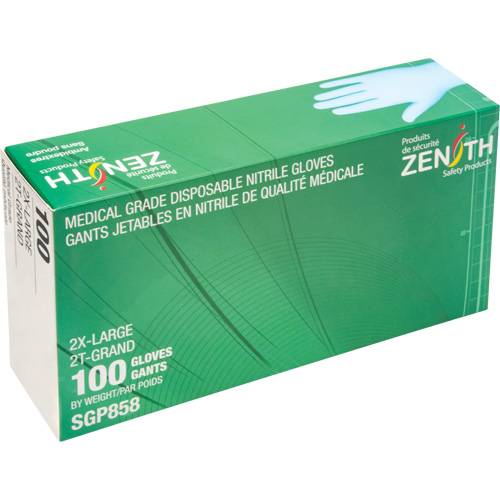 Gants jetables de calibre m&eacute;dical r&eacute;sistants &agrave; la perforation, 2T-Grand, Nitrile, 3,5 mils, Sans poudre, Bleu, Classe 2 Solutions industrielles ALPHA