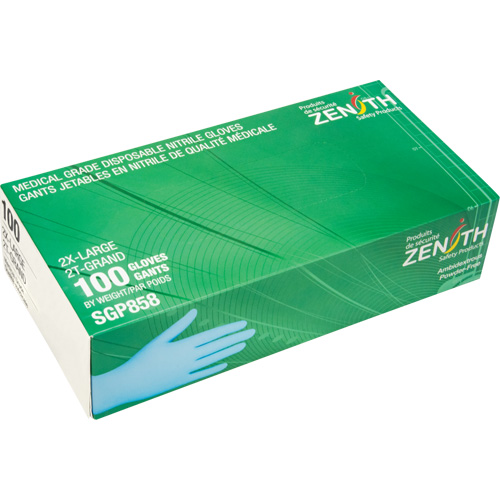 Gants jetables de calibre m&eacute;dical r&eacute;sistants &agrave; la perforation, 2T-Grand, Nitrile, 3,5 mils, Sans poudre, Bleu, Classe 2 Solutions industrielles ALPHA