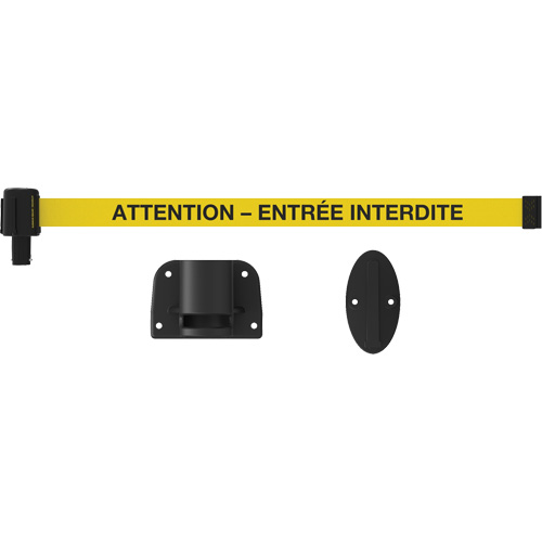 Plus Wall Mount Barrier System, Plastic, Screw Mount, 15', Yellow Tape Solutions industrielles ALPHA