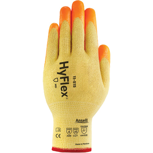 Gants haute visibilit&eacute; r&eacute;sistants aux coupures HyFlex, Taille 6, Calibre 13, Rev&ecirc;tement Mousse de nitrile, Enveloppe en Acier inoxydable/Kevlar/Spandex, ASTM ANSI niveau A5/EN 388 niveau E Solutions industrielles ALPHA