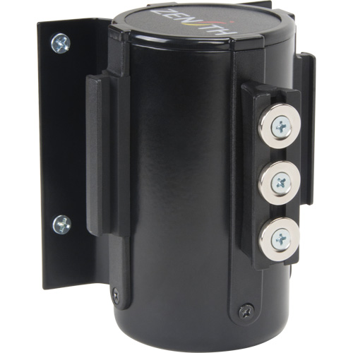 Barri&egrave;re &agrave; fixation murale avec ruban magn&eacute;tique, Acier, Fixation par vis, 12', Ruban Noir Solutions industrielles ALPHA