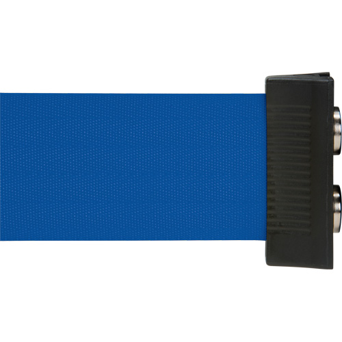Barri&egrave;re &agrave; fixation murale avec ruban magn&eacute;tique, Acier, Fixation par vis, 7', Ruban Bleu Solutions industrielles ALPHA