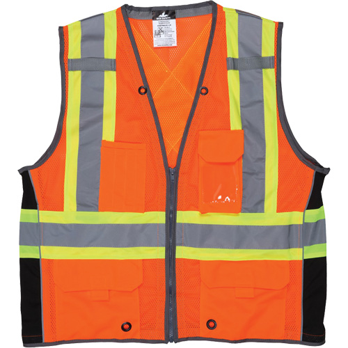 Veste de s&eacute;curit&eacute; pour arpenteur, Orange haute visibilit&eacute;, Grand, Polyester Solutions industrielles ALPHA