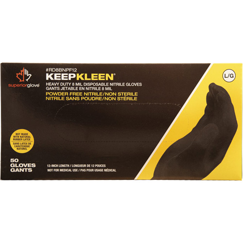 KeepKleen&reg; Disposable Gloves, X-Large, Nitrile, 8-mil, Powder-Free, Black Solutions industrielles ALPHA