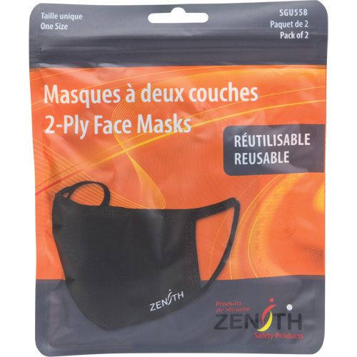 Masques r&eacute;utilisable &agrave; deux couches, Polyester, Noir Solutions industrielles ALPHA