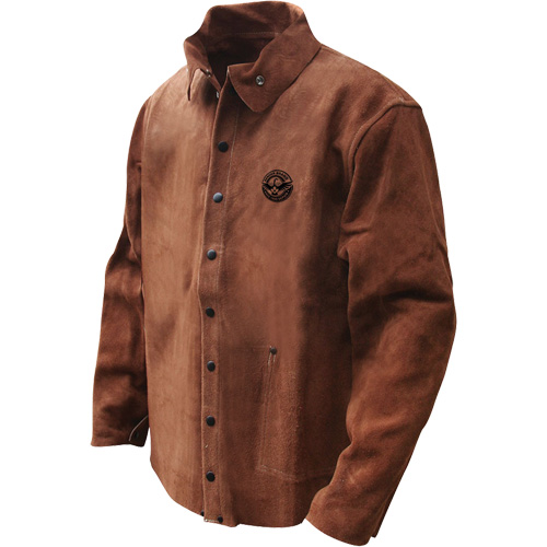 Veste de soudage en cuir fleur de vache refendu Gander Brand, Cuir, 4T-Grand, Brun Solutions industrielles ALPHA