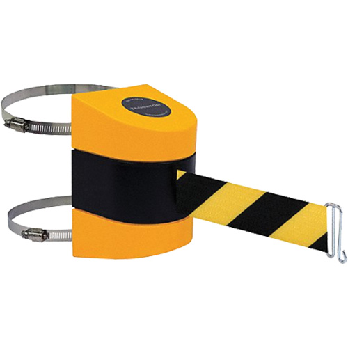 Tensabarrier&reg; Barrier Post Mount with Belt, Plastic, Clamp Mount, 24', Black and Yellow Tape Solutions industrielles ALPHA