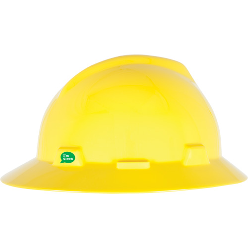 Casque de s&eacute;curit&eacute; &agrave; bord complet V-Gard GREEN avec fentes, R&eacute;pond aux normes CSA type 1, Suspension Rochet Solutions industrielles ALPHA