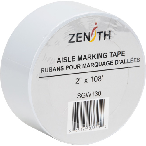 Ruban pour marquage d'all&eacute;es, 2" x 108', PVC, Blanc Solutions industrielles ALPHA